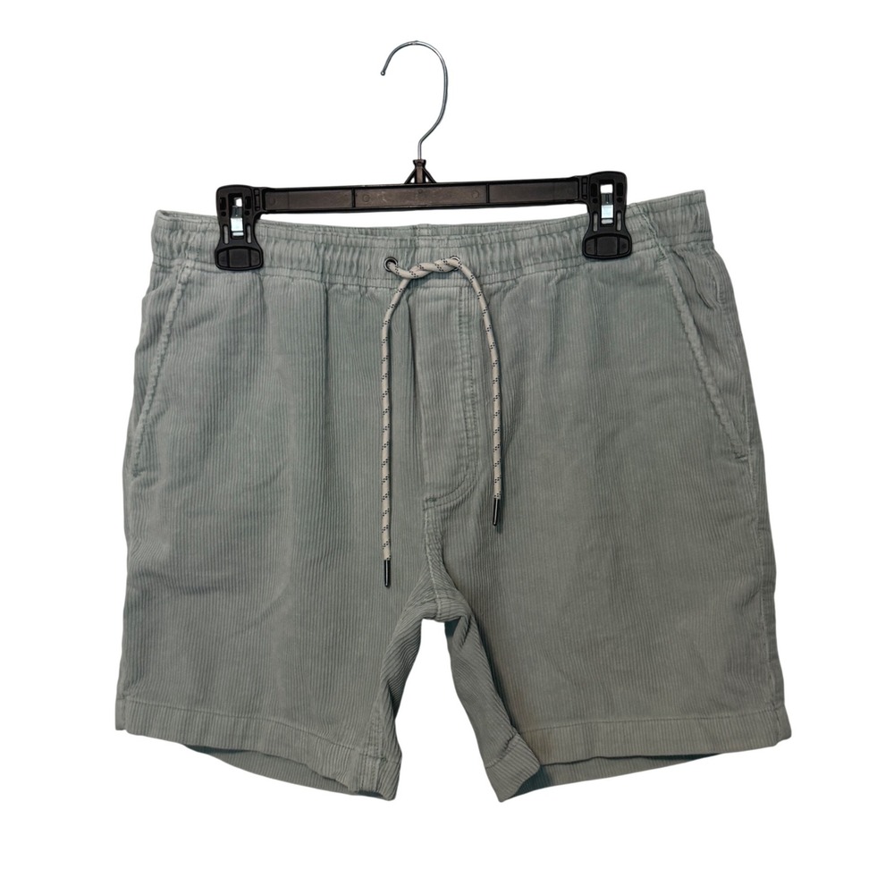 Faherty Drawstring Cord Shorts Mens Medium Light Green Corduroy Elastic Waist 6"
